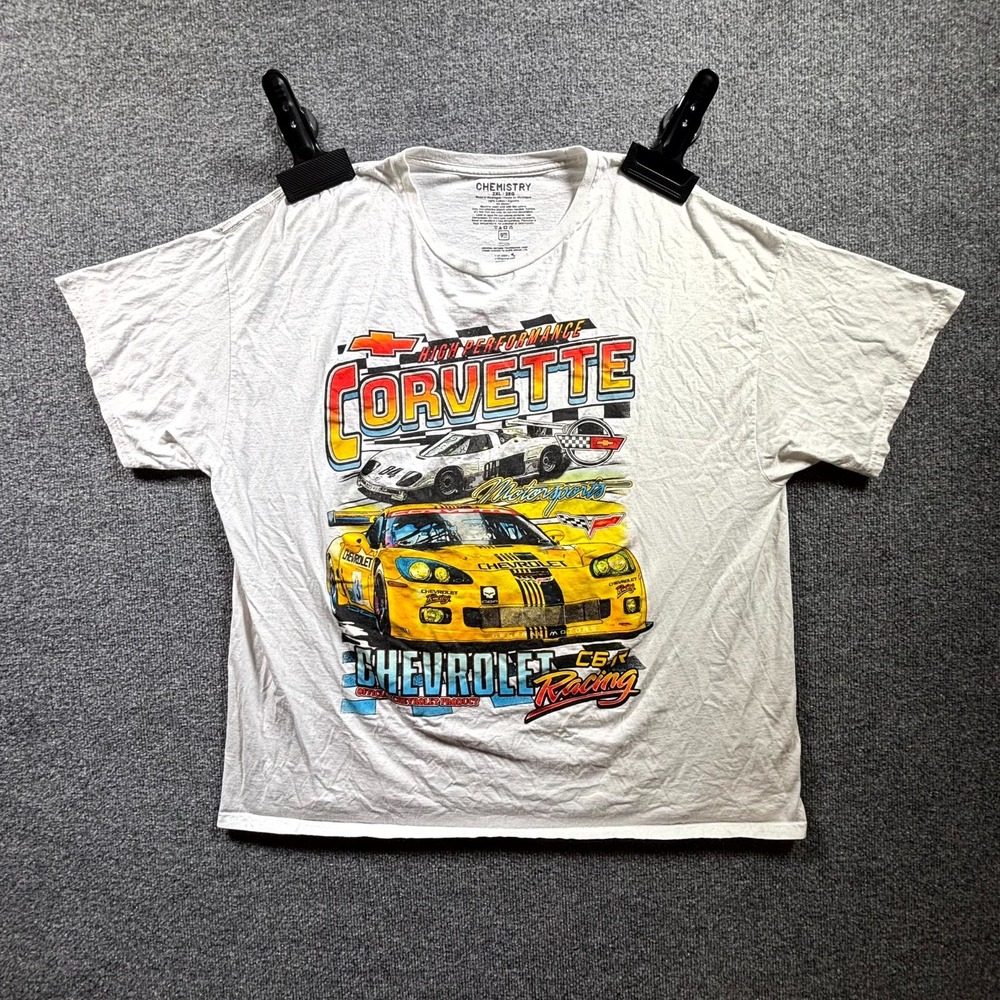 Chemistry Chevrolet Corvette Racing C6.R T-Shirt Men's 2XL White Graphic Print